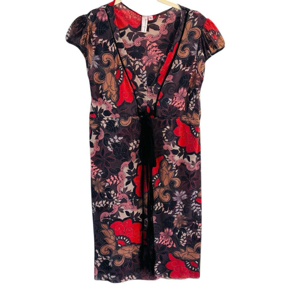 Sweet‎ Pea Stacy Frati Y2K Babydoll Mesh Dress Size Medium Boho Floral Artsy